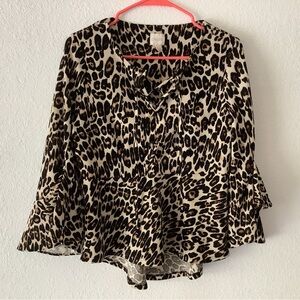 Chico's Animal Print 3/4 Sleeve Blouse, Chicos size 0